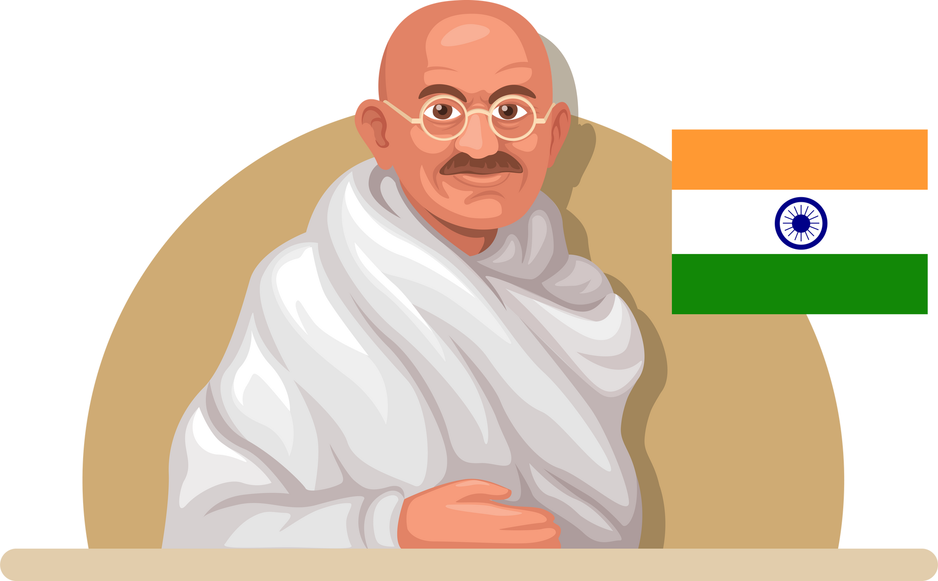 illustration of Mahatma Gandhi was an Indian lawyer who led his country to freedom from British colonial rule in 1947