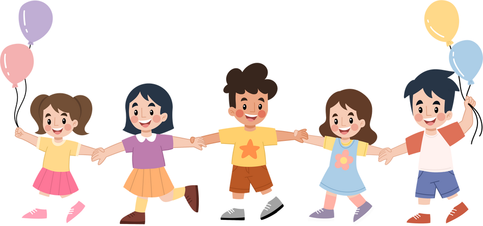 Happy kids illustration, children holding hands illustration, children’s day